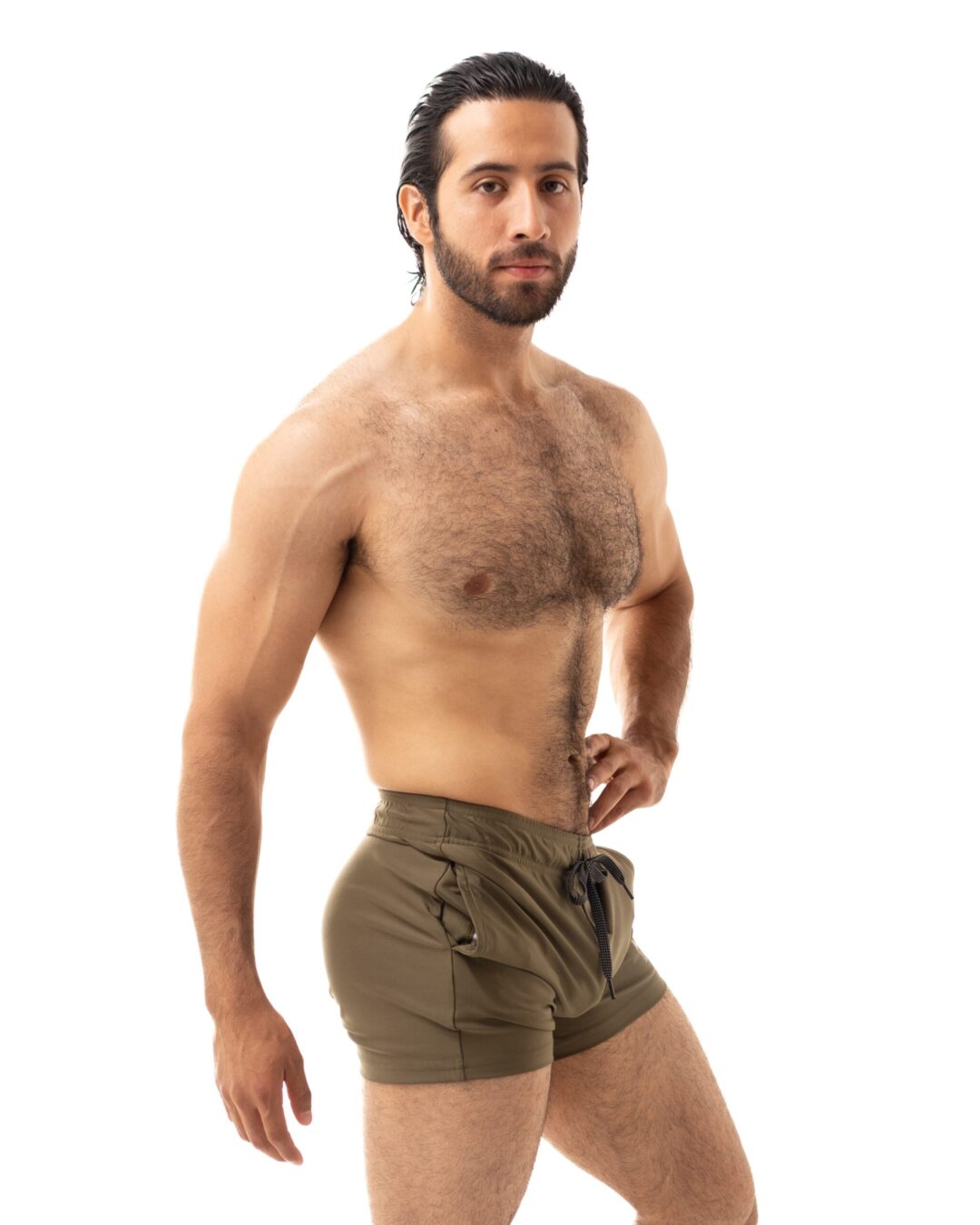 Short Men's Look Sport Licra Verde Militar - Image 2