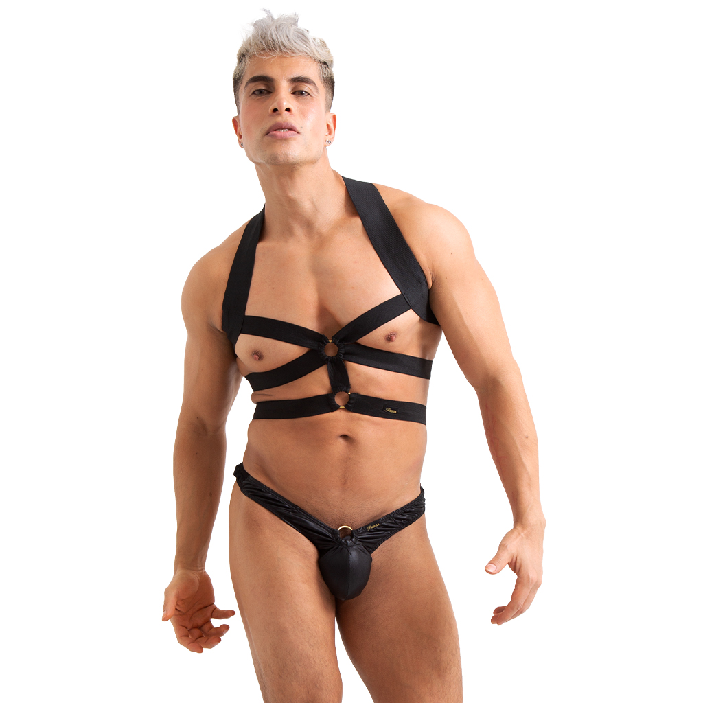 Coordinado Lenceria Arnes Tanga Negro (Unitalla) - Image 4