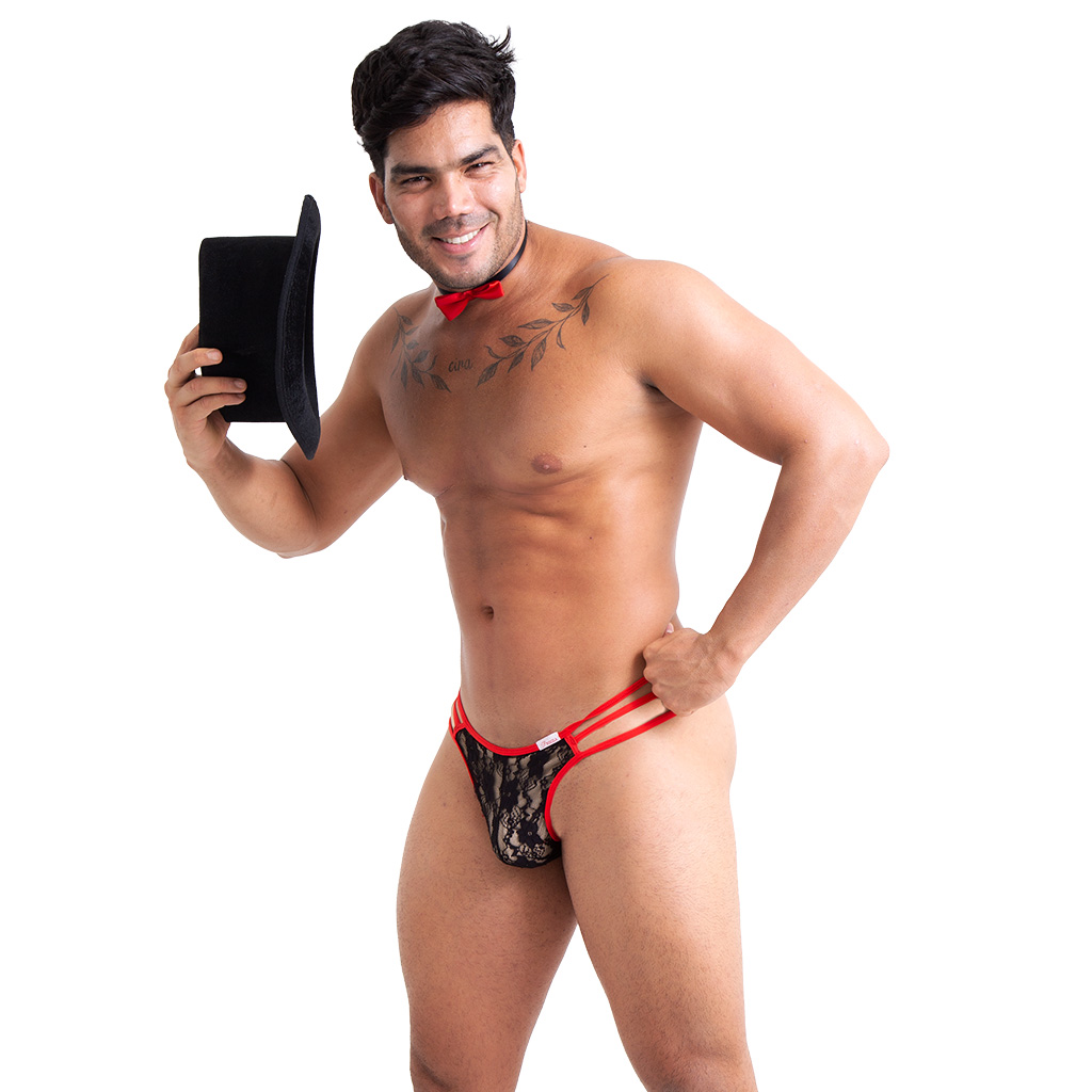 Tanga Lenceria Encaje Double Line Negra (Unitalla) - Image 3