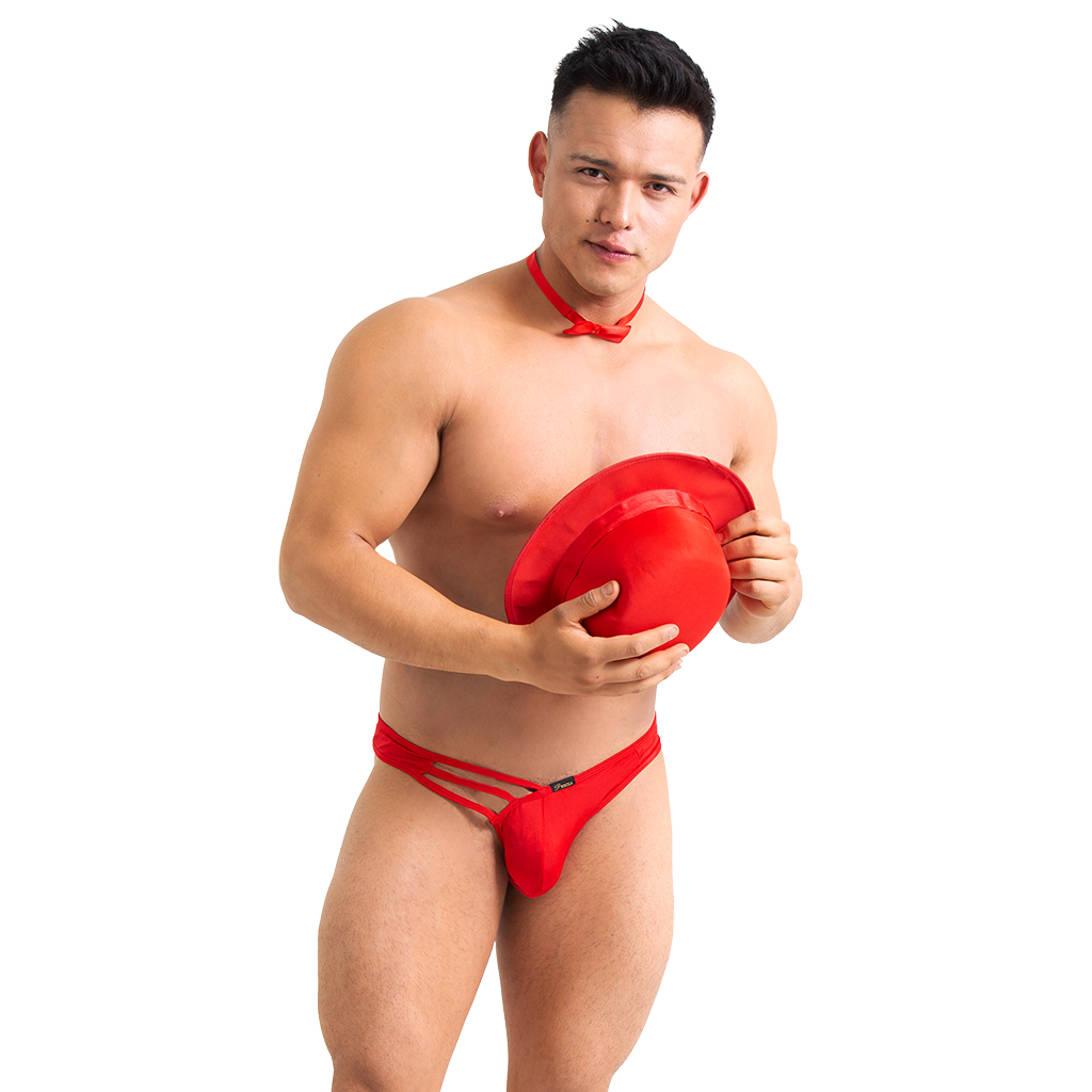 Tanga Lenceria Lineas Lateral Roja (Unitalla)