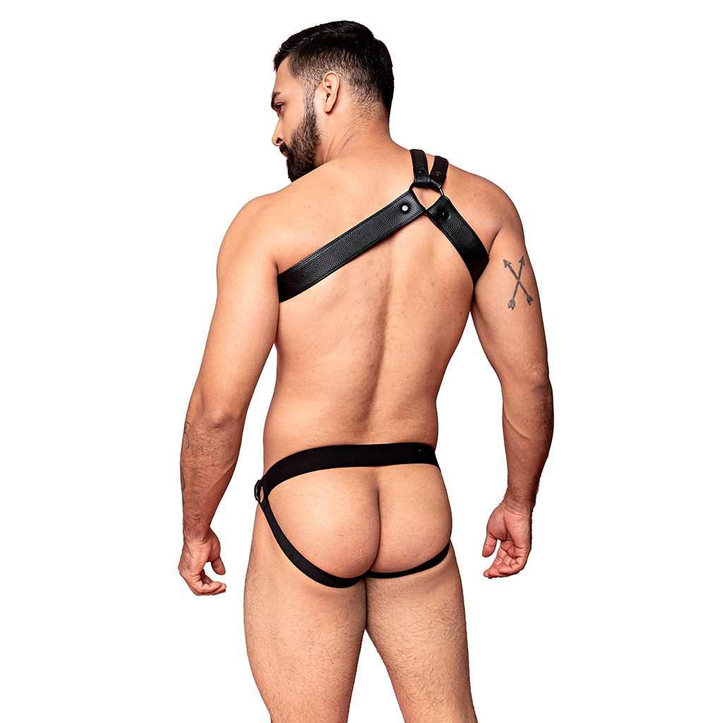 Suspensorio Jockmail Piel Ajustable Negro (Incluye solo suspensorio)