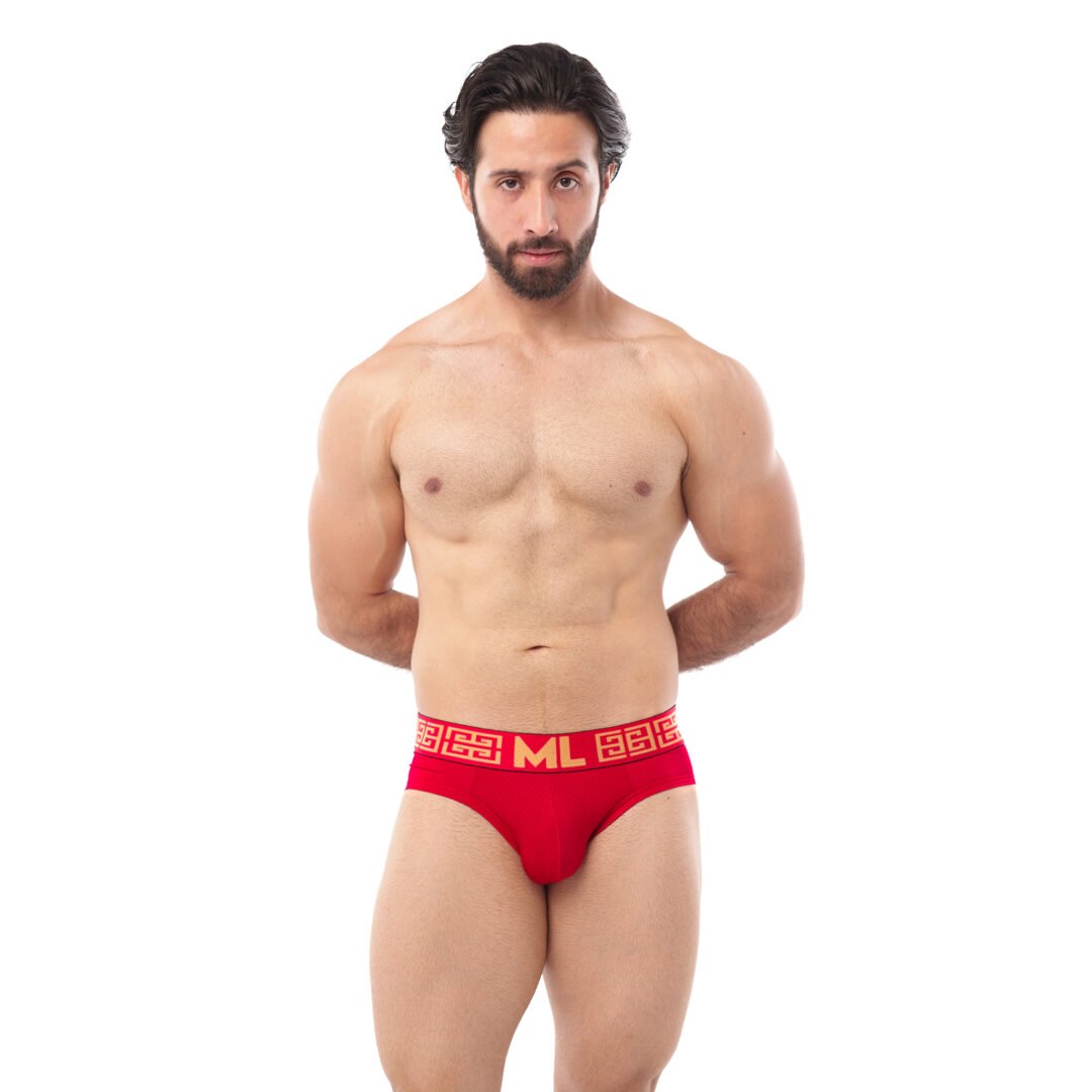 Brief Mens Look Grecas Rojo