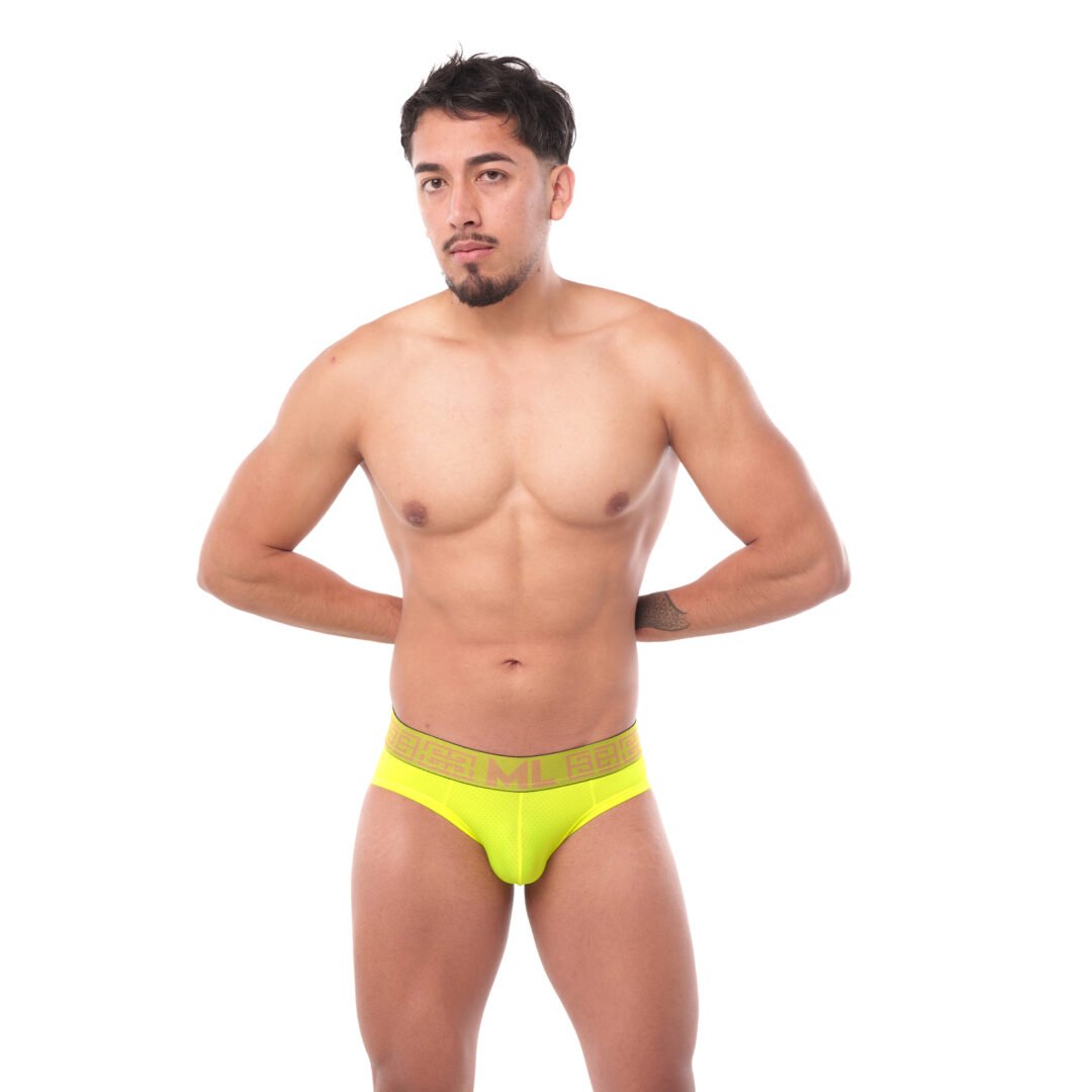 Brief Mens Look Grecas Verde Neón