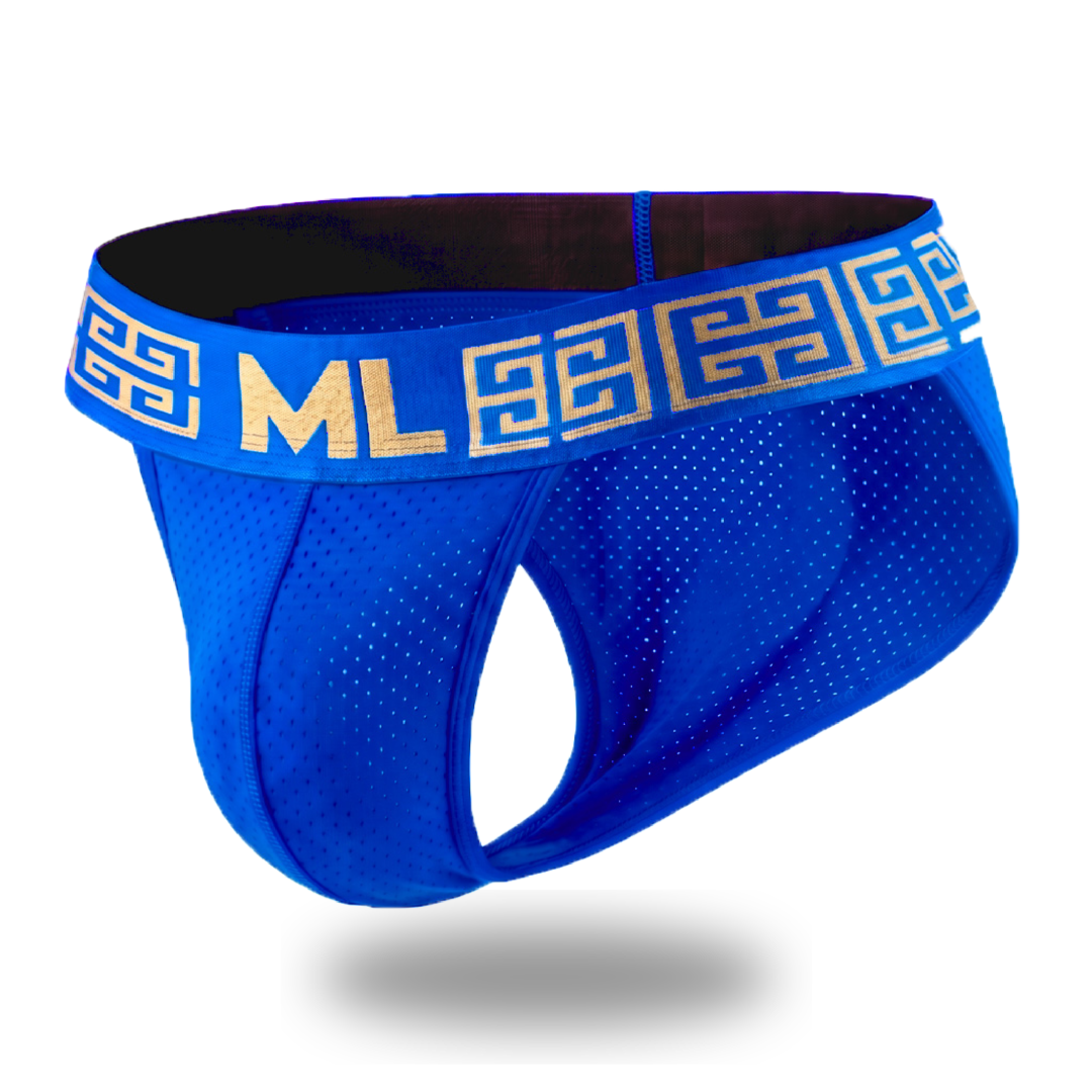 Brief Bikini Mens Look Grecas Azul Rey