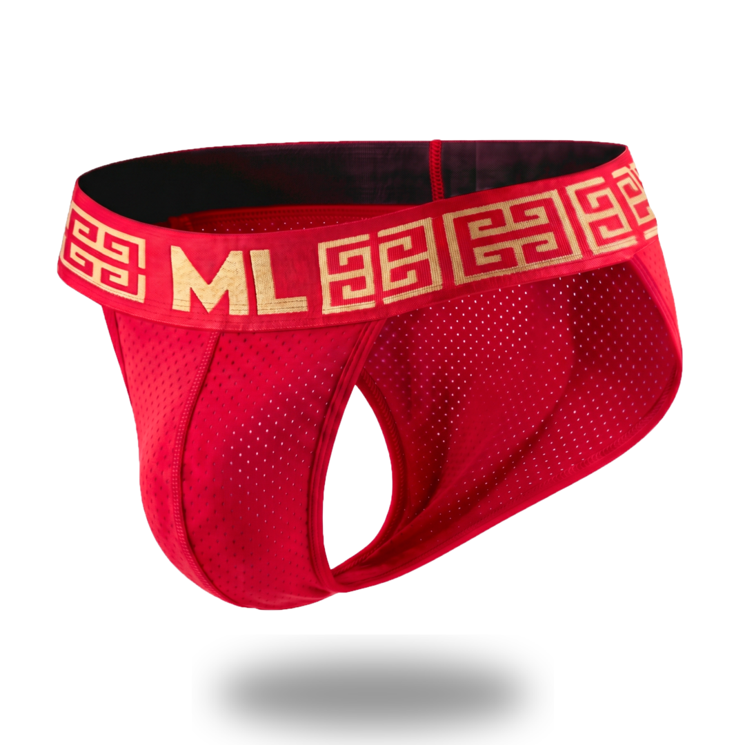 Brief Bikini Mens Look Grecas Rojo