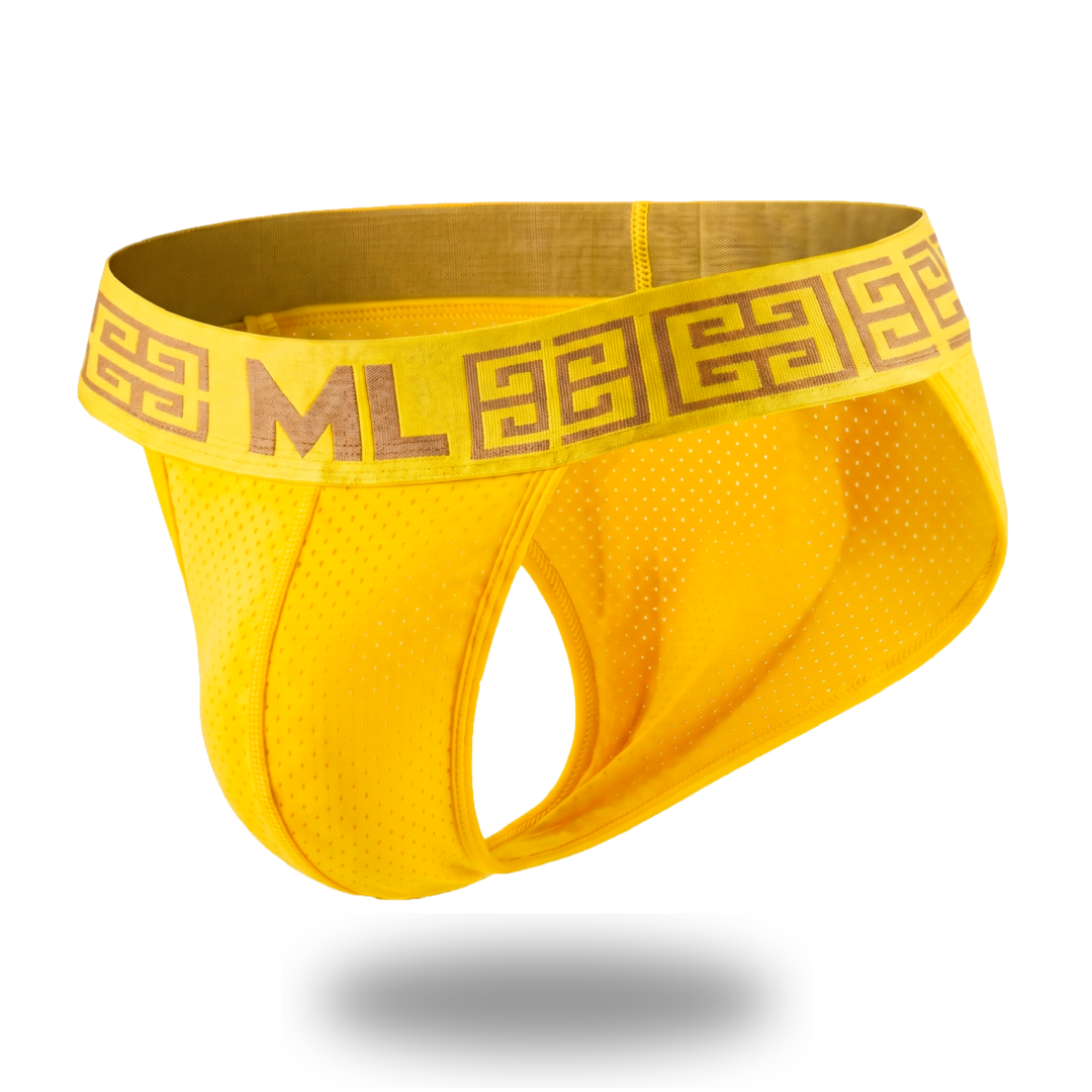 Brief Bikini Mens Look Grecas Amarillo
