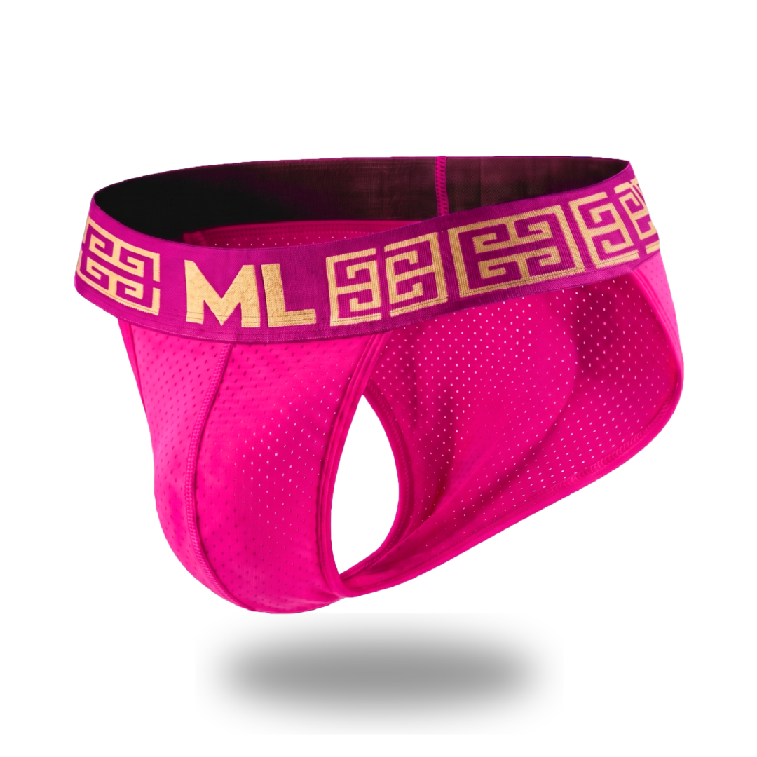 Brief Bikini Mens Look Grecas Rosa