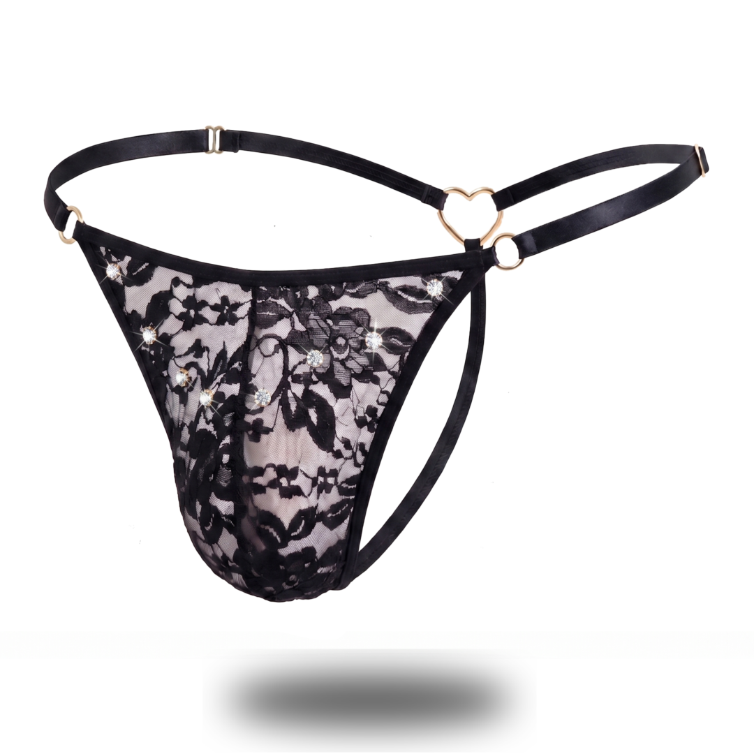 Tanga Lenceria Encaje Negro Diamond