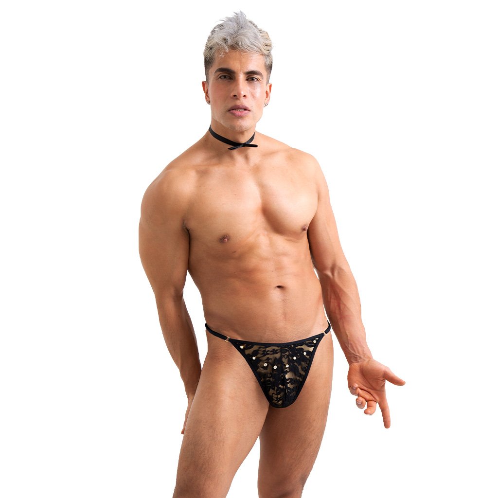 Tanga Lenceria Encaje Negro Diamond