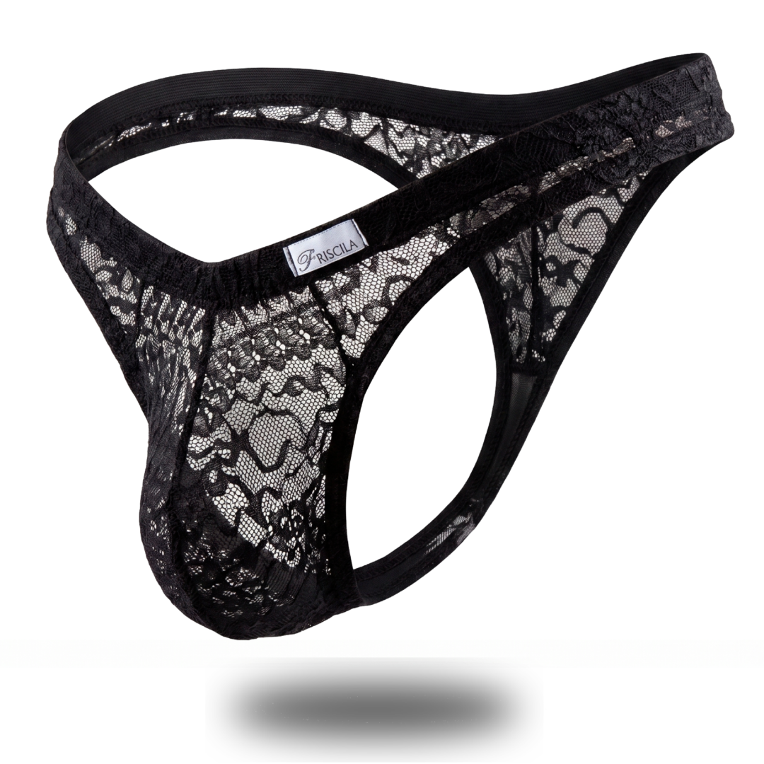 Tanga Lenceria Encaje Negro
